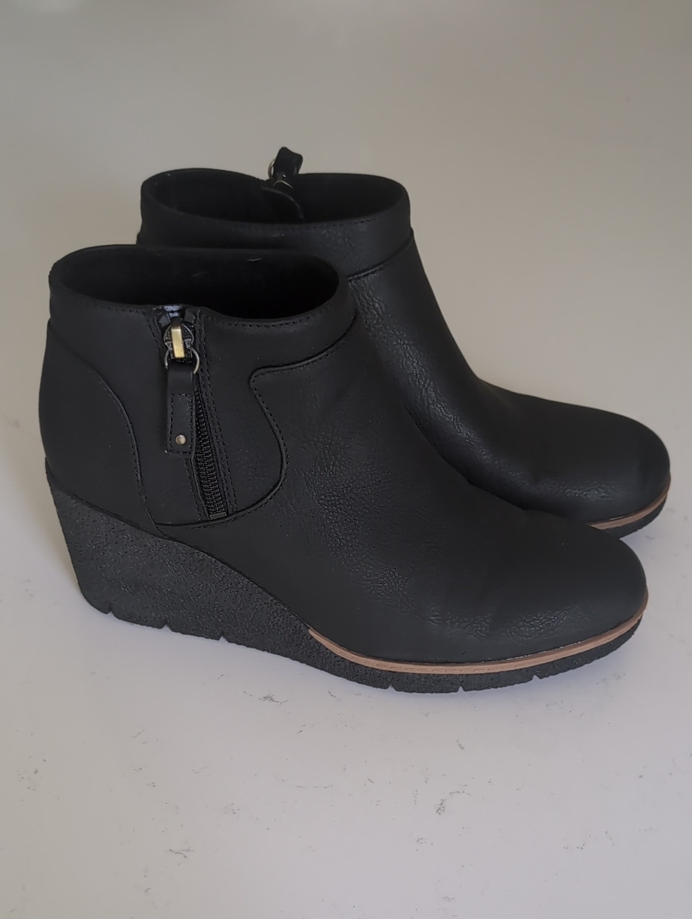 Dr. Scholl's Black Wedge Ankle Boots with Side Zip Accent
